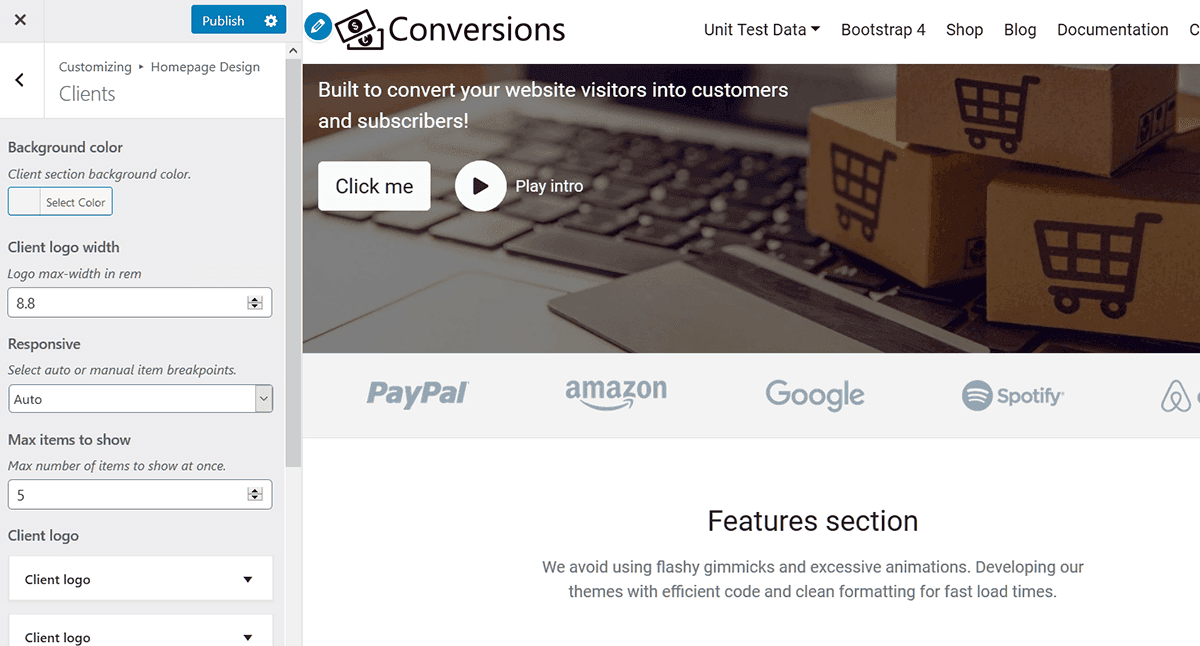 homepage clients section