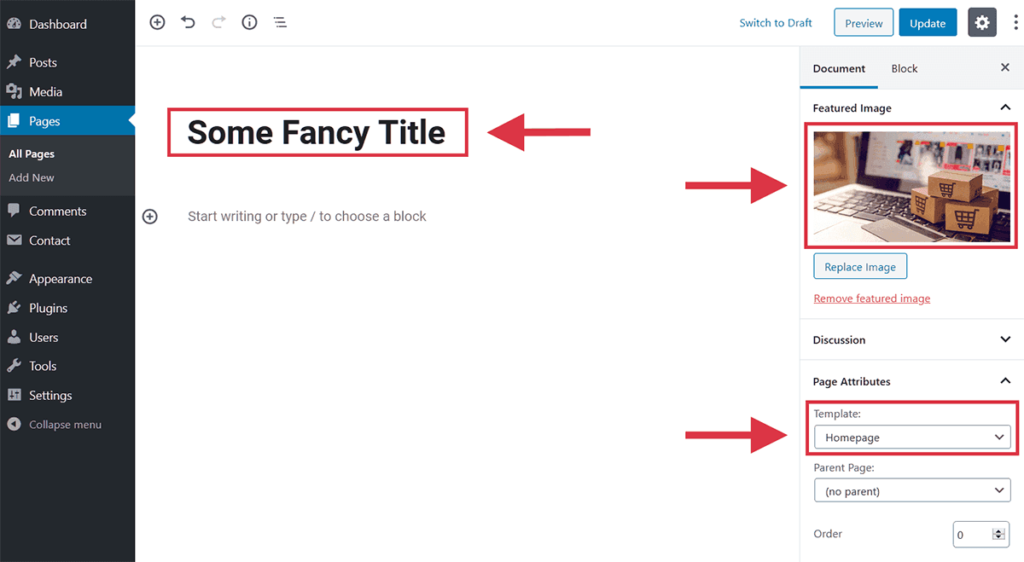 Front Page Setup – Conversions Theme