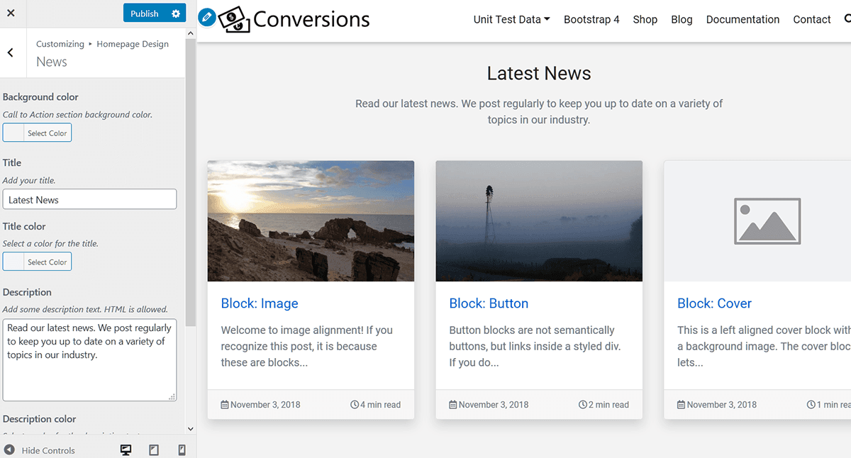 homepage news section