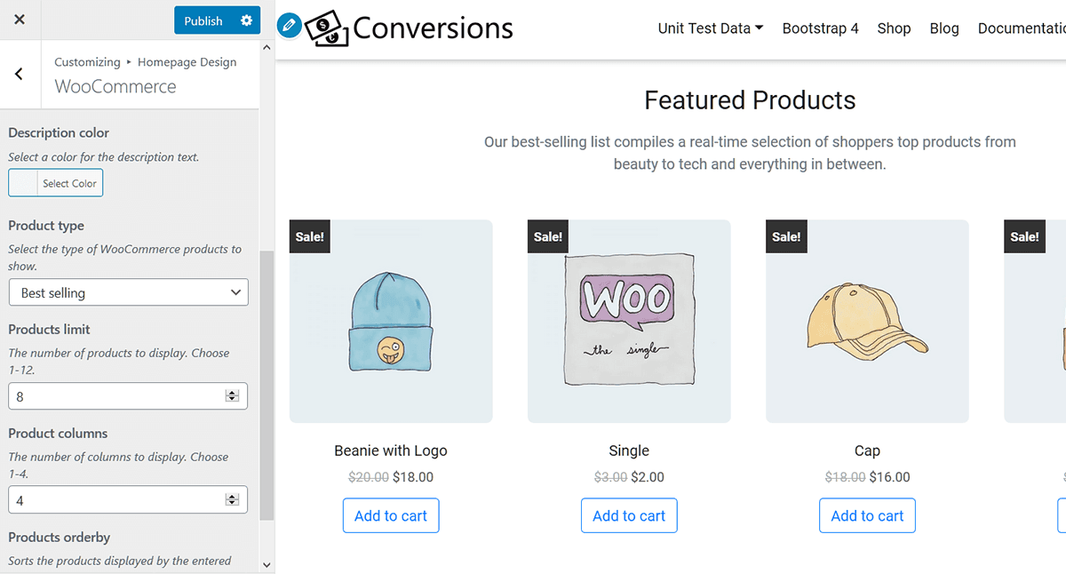 Homepage WooCommerce