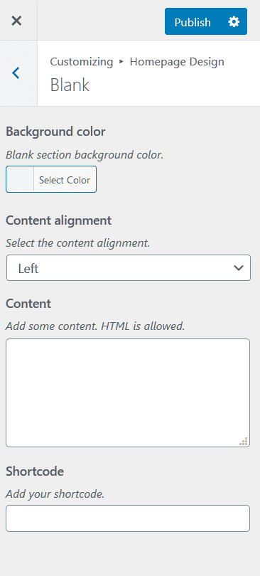 homepage blank section